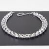 Jeweled Box Chain Necklace – Clear Gemstones, Gold or Silver