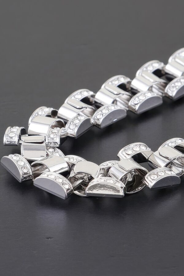 Jeweled Box Chain Necklace – Clear Gemstones, Gold or Silver