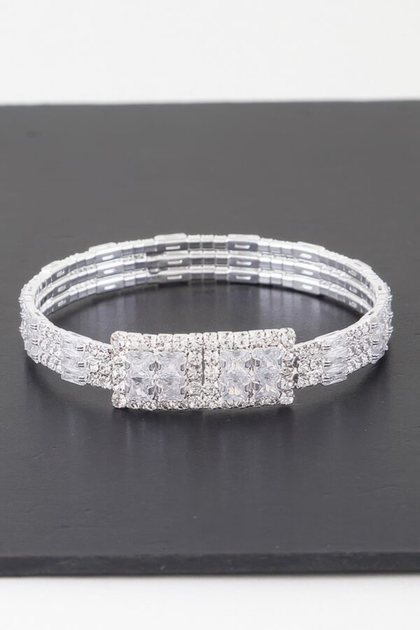 Multi Cubic Zirconia Bracelet – Silver-Plated Sparkle