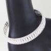 Wide Cubic Zirconia Silver-Plated Cuff Bracelet