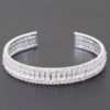 Wide Cubic Zirconia Silver-Plated Cuff Bracelet