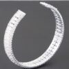 Wide Cubic Zirconia Silver-Plated Cuff Bracelet