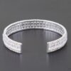 Wide Cubic Zirconia Silver-Plated Cuff Bracelet