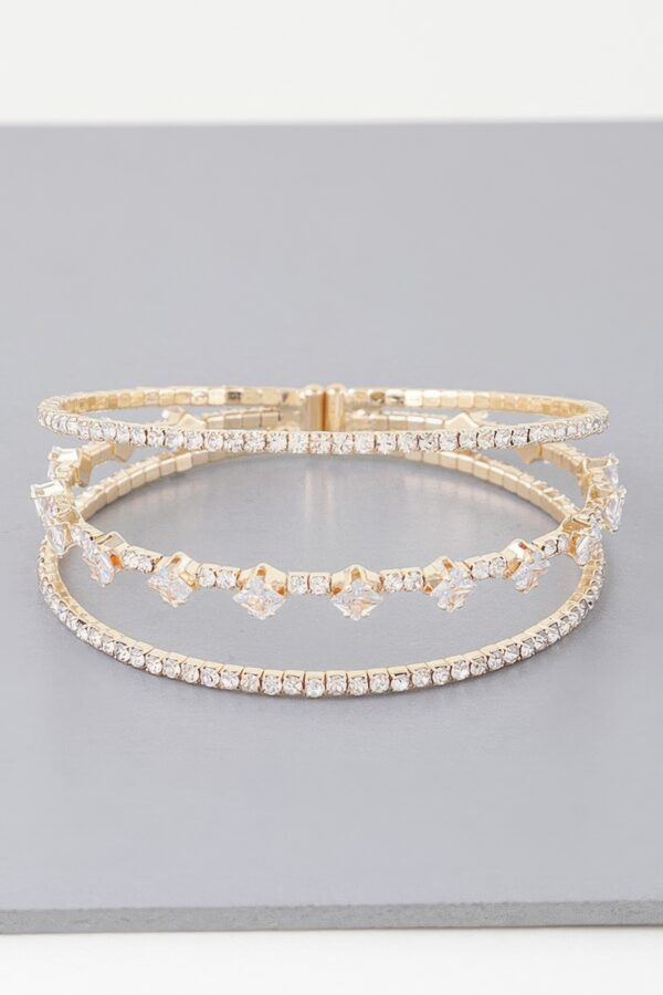 Triple Cubic Zirconia Bracelet – Trio Stone Accent