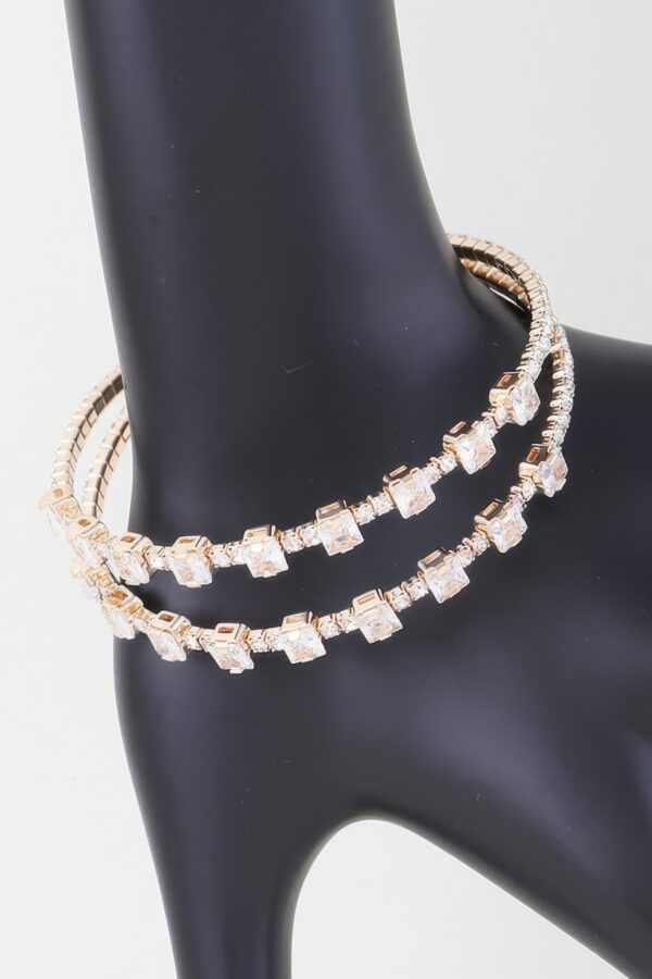 Double Cubic Zirconia Bracelet – Twin Stone, Gold or Silver
