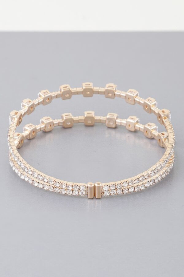 Double Cubic Zirconia Bracelet – Twin Stone, Gold or Silver