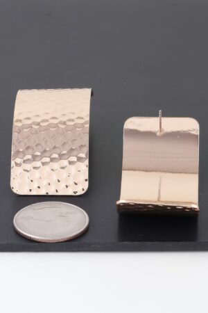 Indented Curved Plate Earrings – Textured Gold & Silver