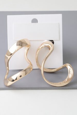 Abstract Bend Earrings – Polished Metal in Gold or Silver