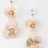Jewel Flower Teardrop Earrings with Clear Jewels