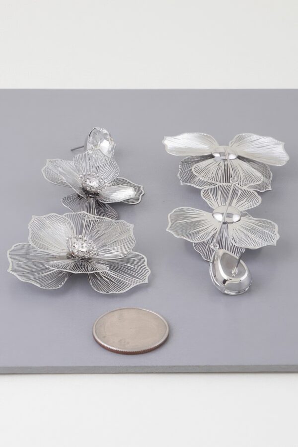 Jewel Flower Teardrop Earrings with Clear Jewels