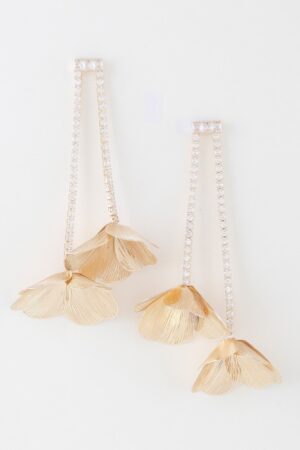 Delicate Blossom Jewel Drop Earrings – Gold Clear