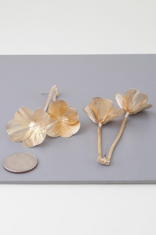 Delicate Blossom Jewel Drop Earrings – Gold Clear