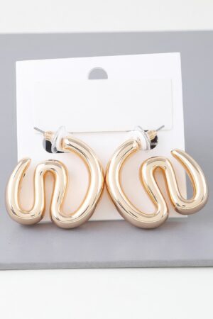 Polished Wave Bend Earrings – Gold