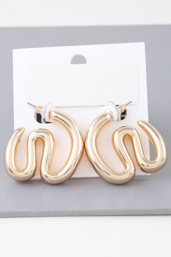 Polished Wave Bend Earrings – Gold