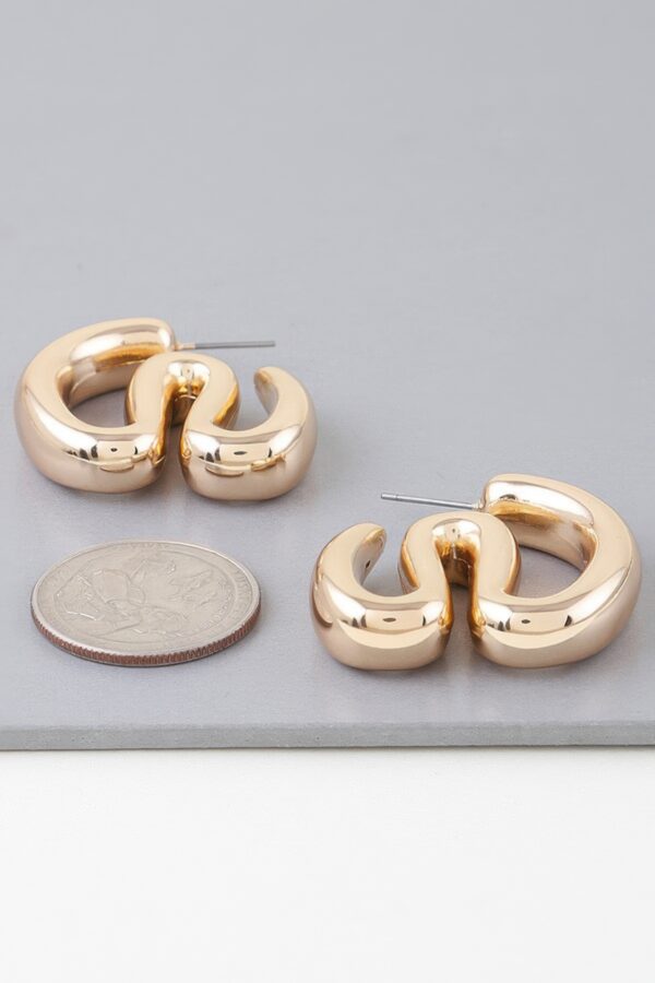 Polished Wave Bend Earrings – Gold
