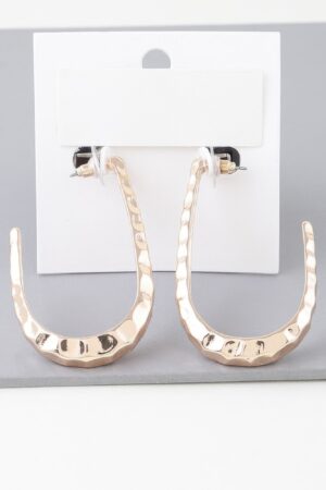 Hammered Open Oval Hoop Earrings – Gold