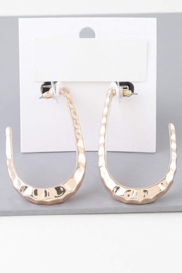 Hammered Open Oval Hoop Earrings – Gold