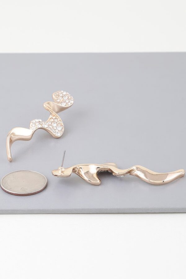 Wave Drop Earrings with Clear Jewels – Gold or Silver