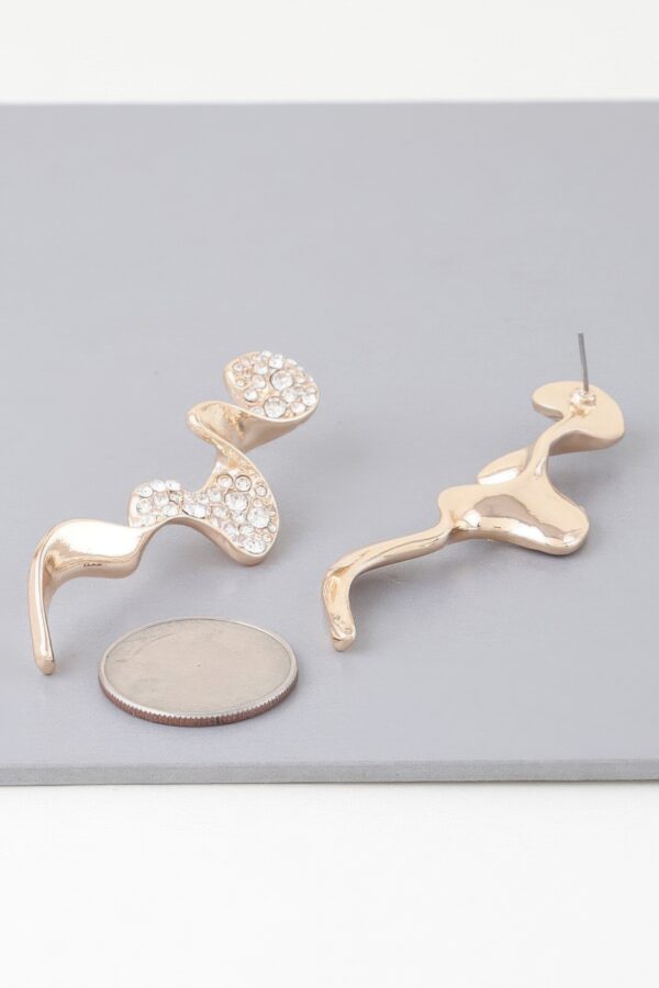 Wave Drop Earrings with Clear Jewels – Gold or Silver