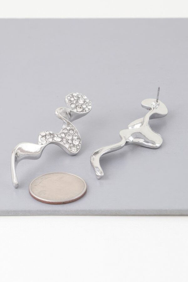 Wave Drop Earrings with Clear Jewels – Gold or Silver