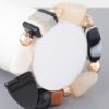 Geometric Multi-Stone Bracelet – Polished Metal