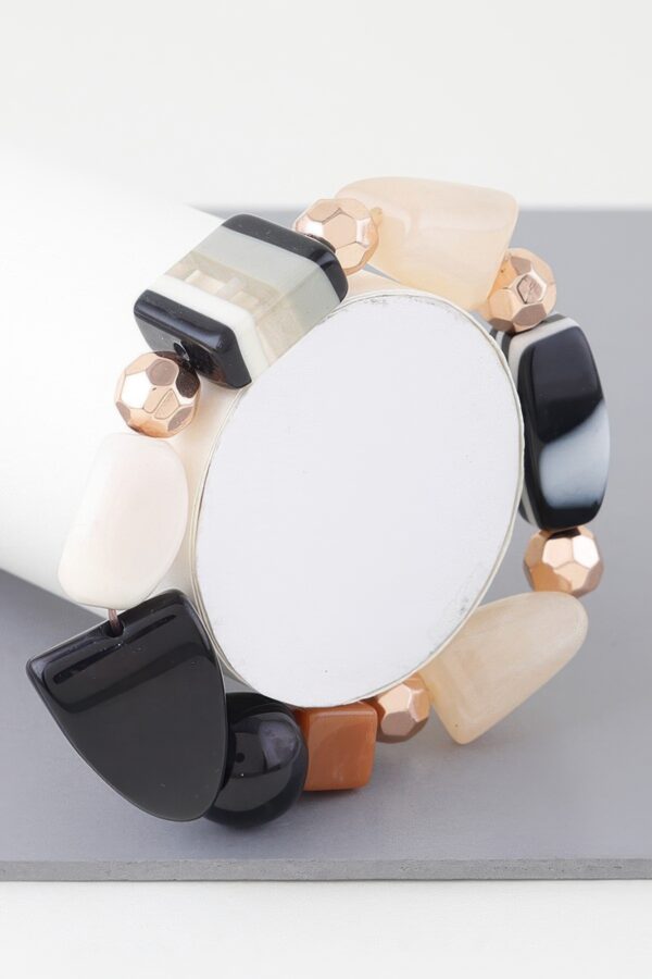 Geometric Multi-Stone Bracelet – Polished Metal