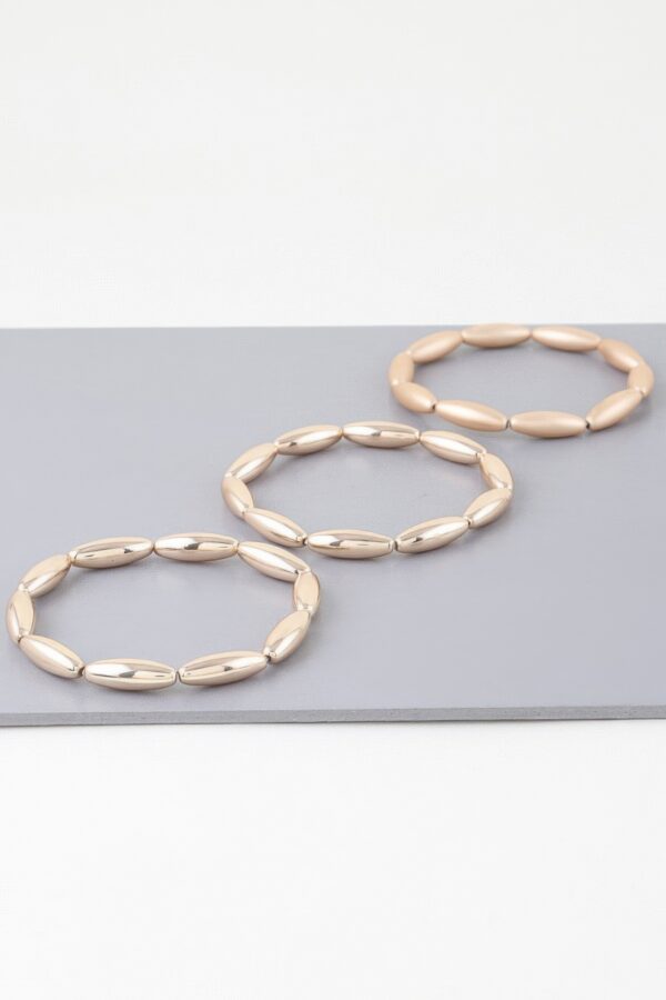 Triple Wide Beaded Cuff Bracelet – Gold or Silver