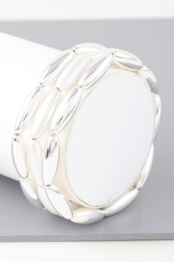 Triple Wide Beaded Cuff Bracelet – Gold or Silver