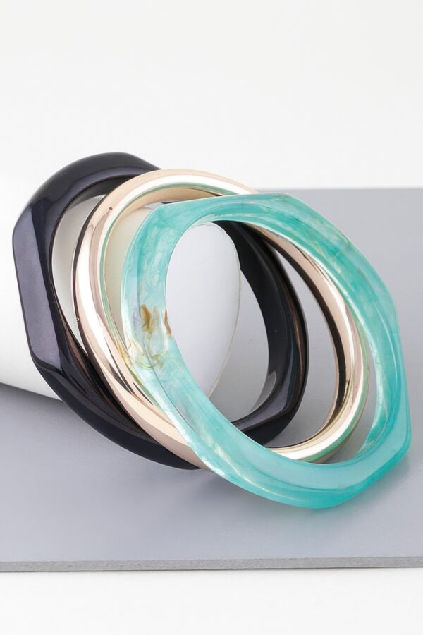 Triple Geometric Marble Bracelet – Trio Stone Segments