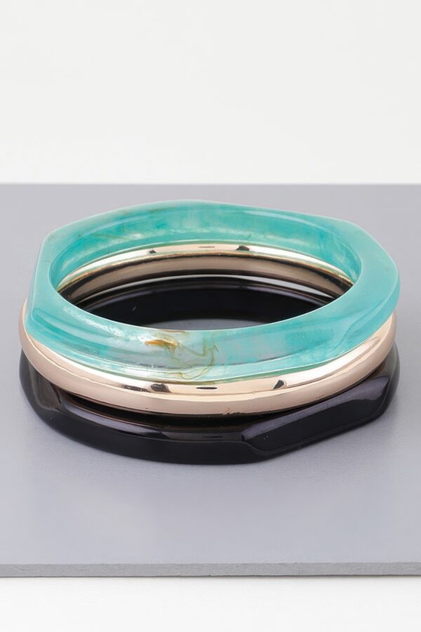 Triple Geometric Marble Bracelet – Trio Stone Segments