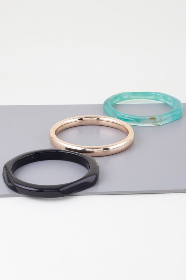 Triple Geometric Marble Bracelet – Trio Stone Segments