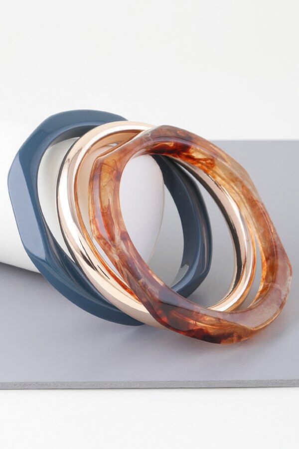 Triple Geometric Marble Bracelet – Trio Stone Segments