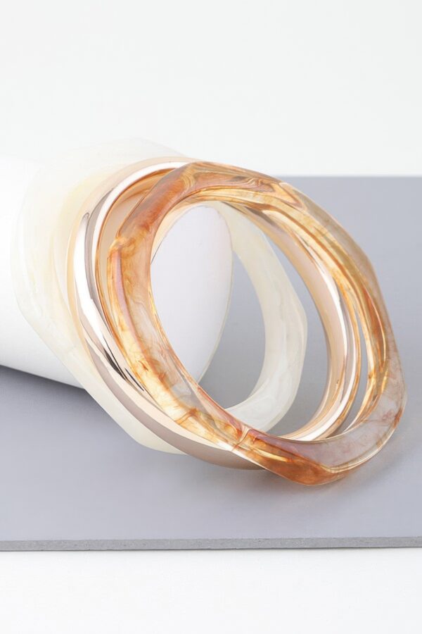 Triple Geometric Marble Bracelet – Trio Stone Segments