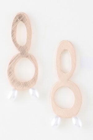 Open Abstract Pearl Drop Earrings – Gold & Cream