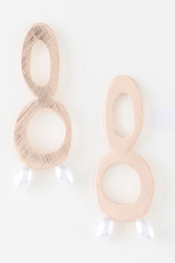 Open Abstract Pearl Drop Earrings – Gold & Cream