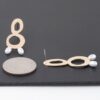 Open Abstract Pearl Drop Earrings – Gold & Cream