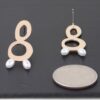 Open Abstract Pearl Drop Earrings – Gold & Cream