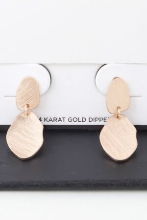 Abstract Double-Engraved Gold Drop Earrings