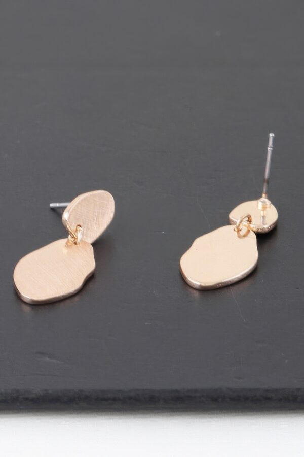 Abstract Double-Engraved Gold Drop Earrings