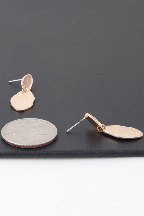 Abstract Double-Engraved Gold Drop Earrings