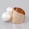 Hammered Twin Pearl Ring – Gold Hammered Band