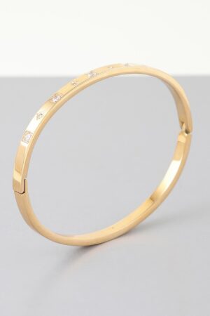 Cubic Star Cuff Bracelet with Clear Stones – Gold/Silver