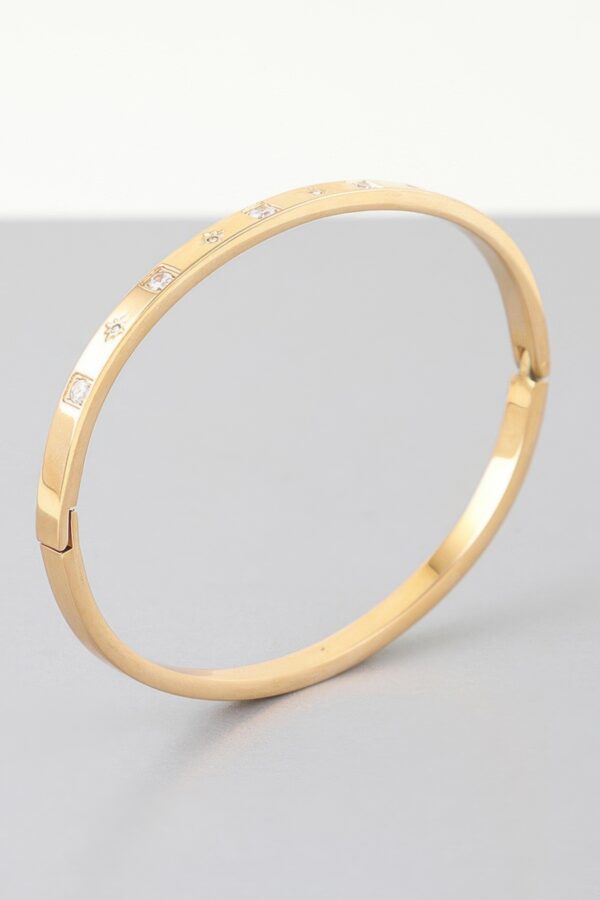 Cubic Star Cuff Bracelet with Clear Stones – Gold/Silver