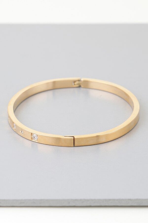 Cubic Star Cuff Bracelet with Clear Stones – Gold/Silver