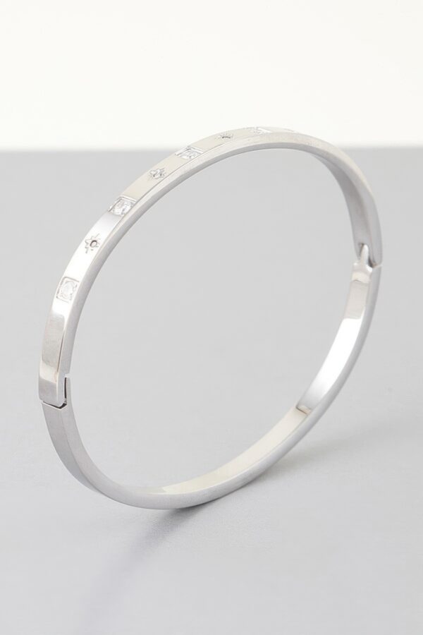 Cubic Star Cuff Bracelet with Clear Stones – Gold/Silver