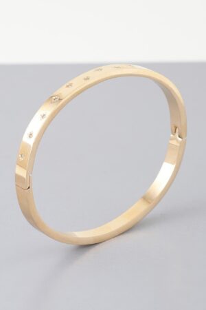 Shining Star Stone-Embedded Cuff Bracelet – Gold or Silver