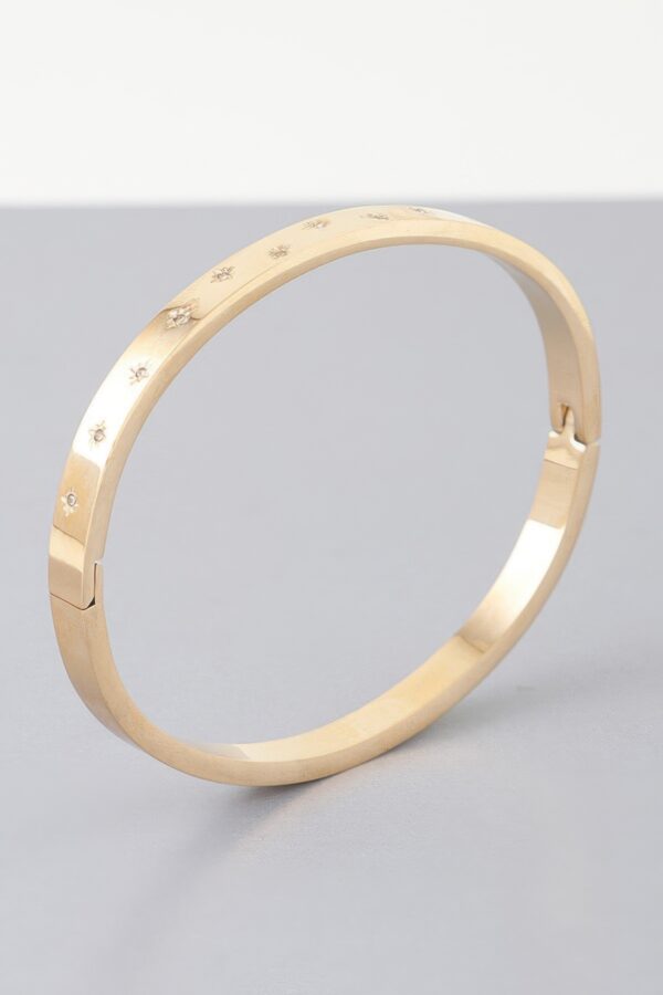 Shining Star Stone-Embedded Cuff Bracelet – Gold or Silver