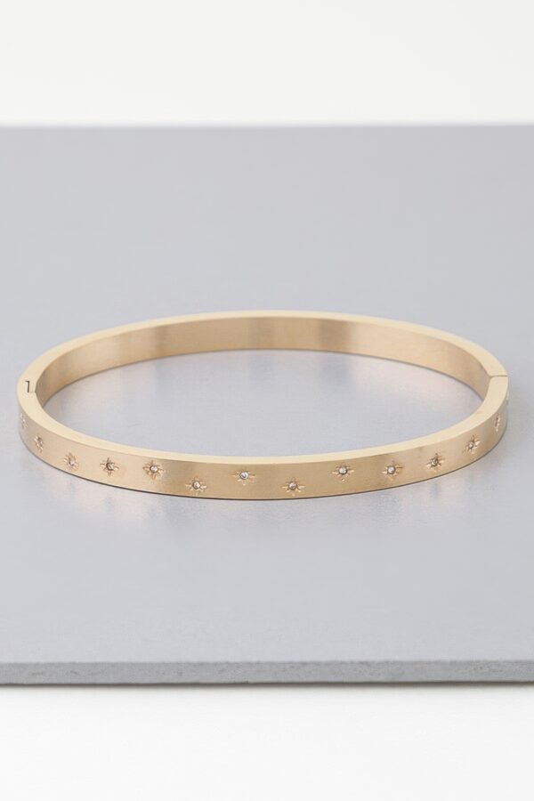 Shining Star Stone-Embedded Cuff Bracelet – Gold or Silver