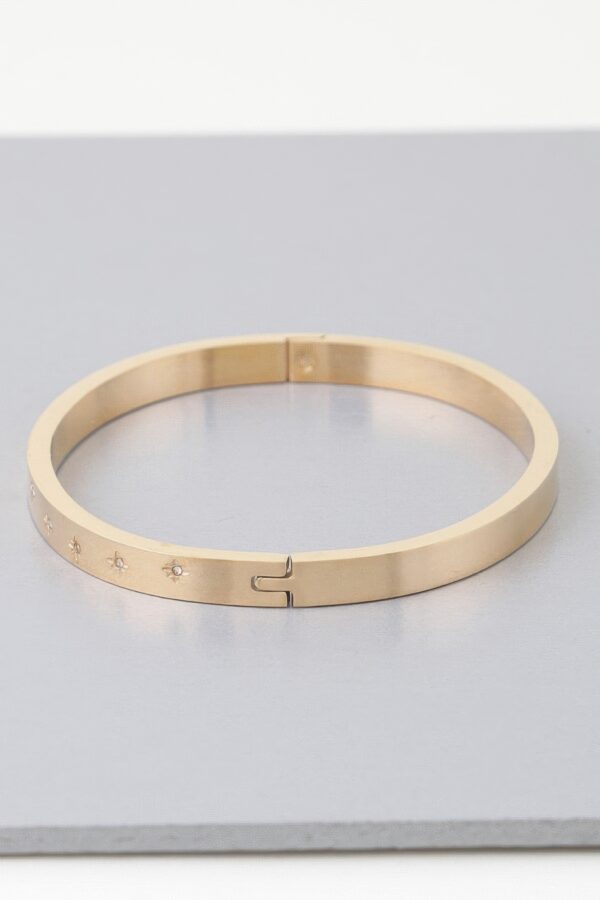 Shining Star Stone-Embedded Cuff Bracelet – Gold or Silver