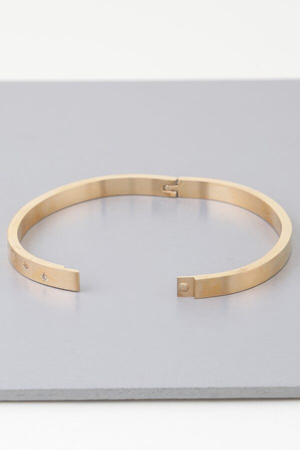 Shining Star Stone-Embedded Cuff Bracelet – Gold or Silver